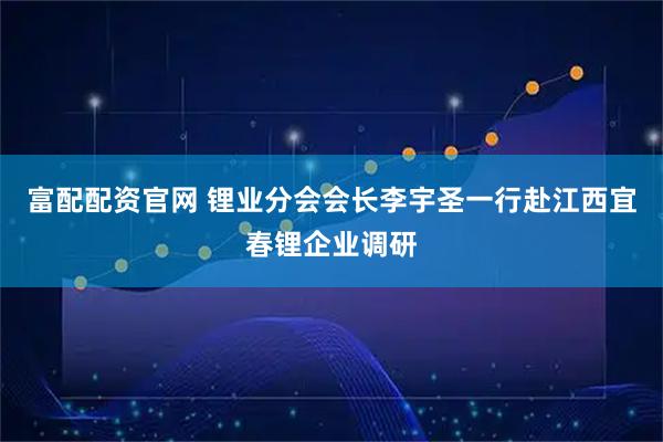 富配配资官网 锂业分会会长李宇圣一行赴江西宜春锂企业调研